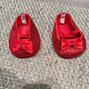 Build-A-Bear Red Sparkle Bow Shoes Valentine Red